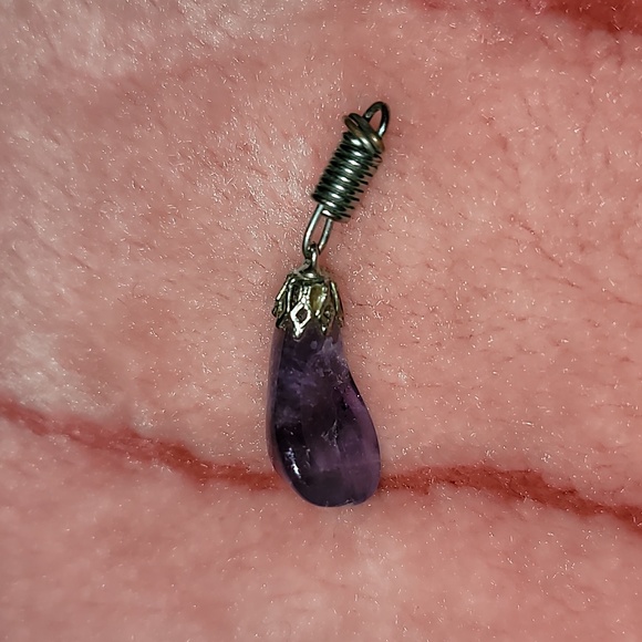 Vintage amethyst pendant charm 1" - Picture 3 of 4